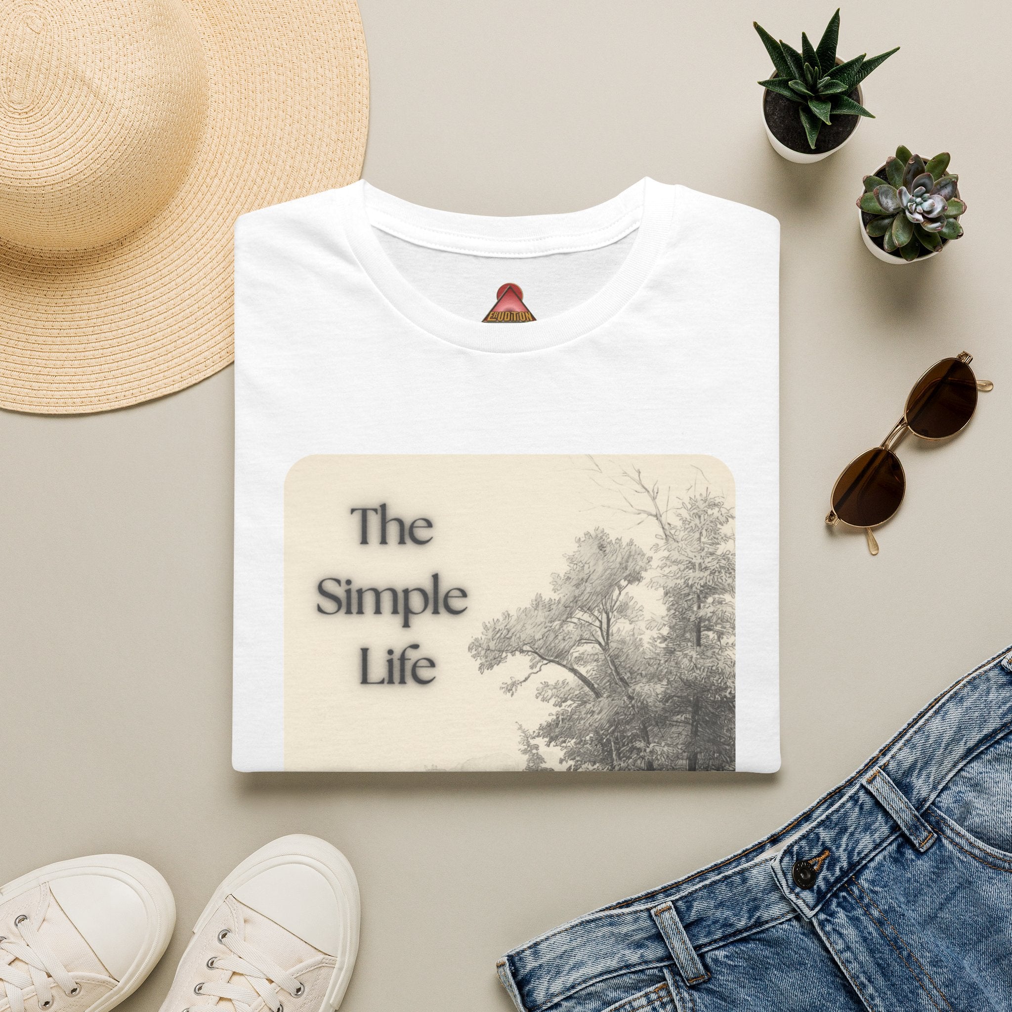 The Simple Life T-Shirt | Vintage Lake Fishing Scene, Retro Nature Illustration