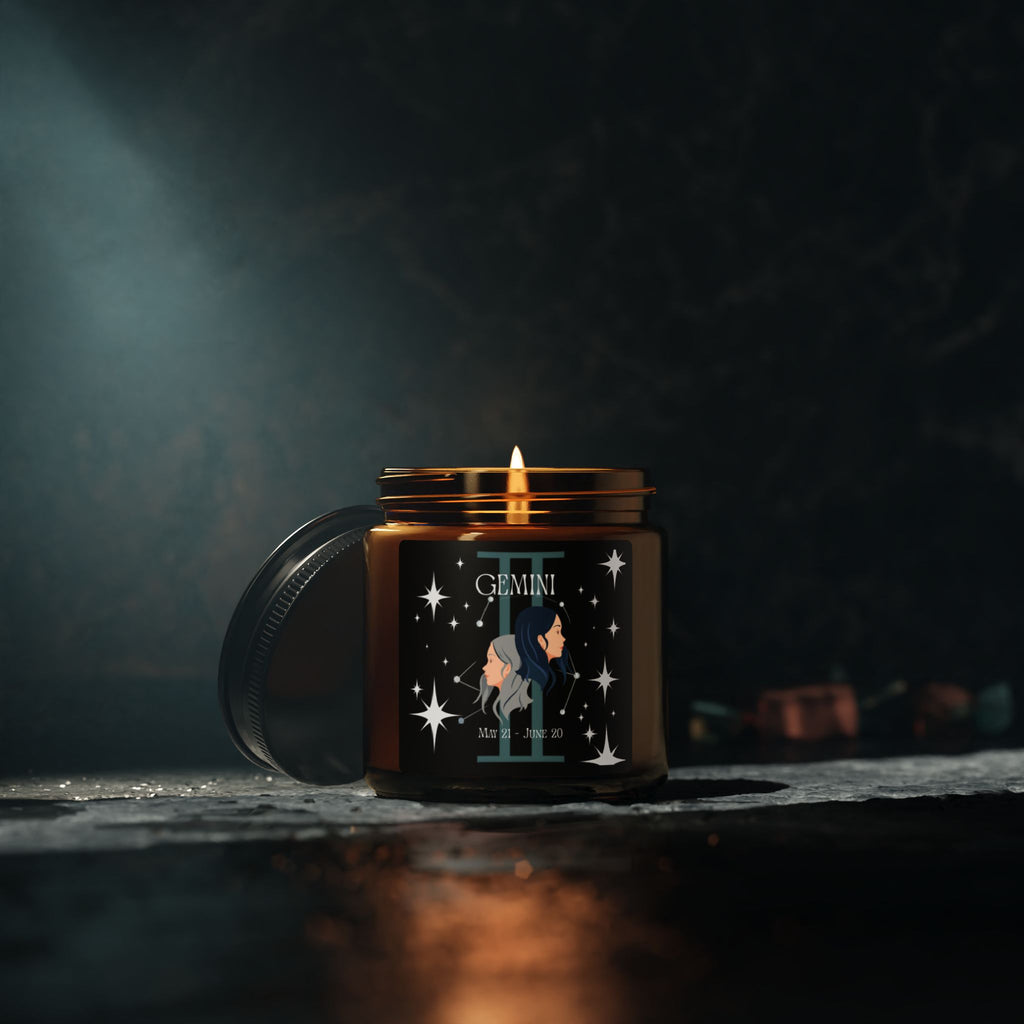 Gemini Zodiac Soy Candle — Amber Jar Scented Candle (Multi-Size)