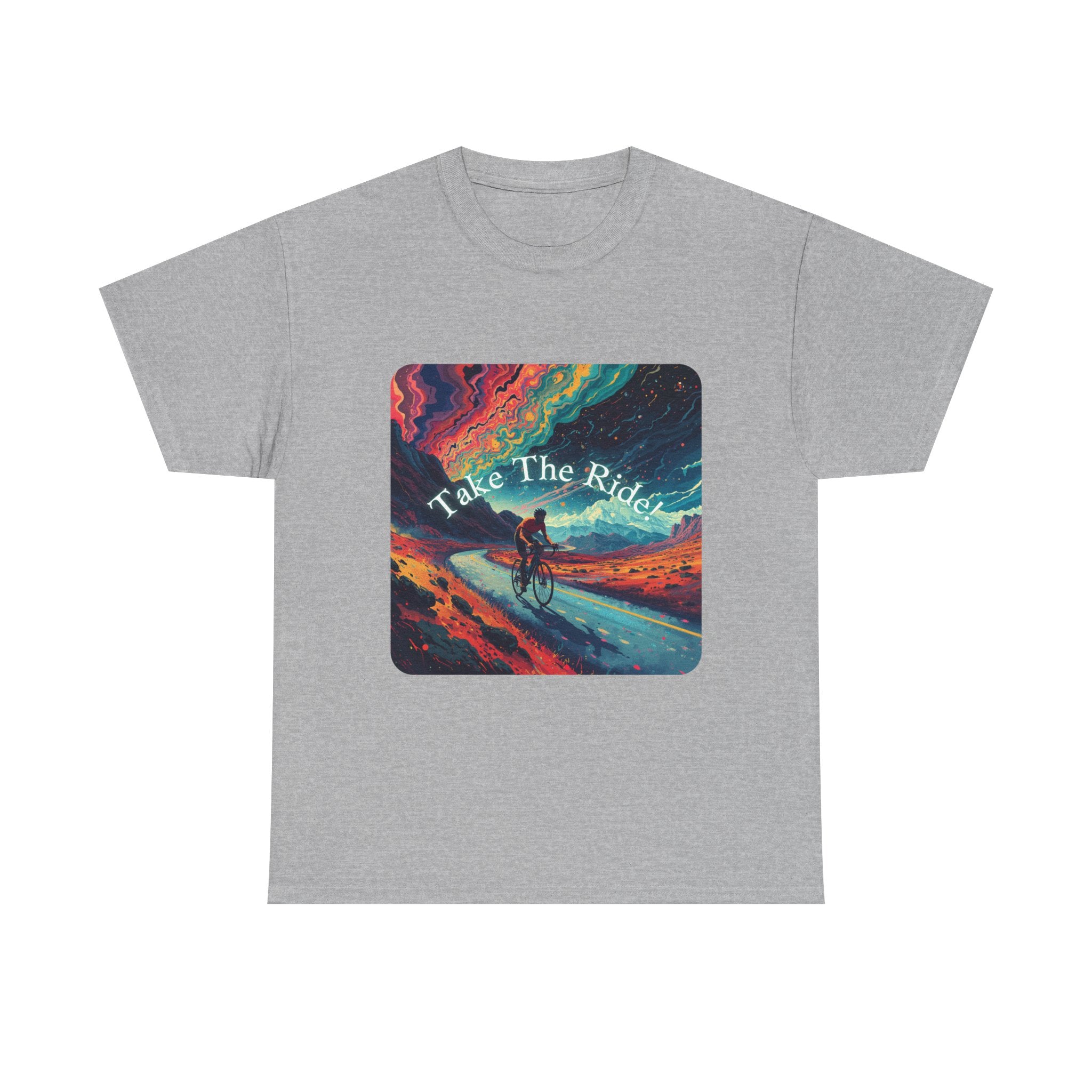 Take The Ride bicycle sunset design Tee | cycling shirt, adventure graphic
