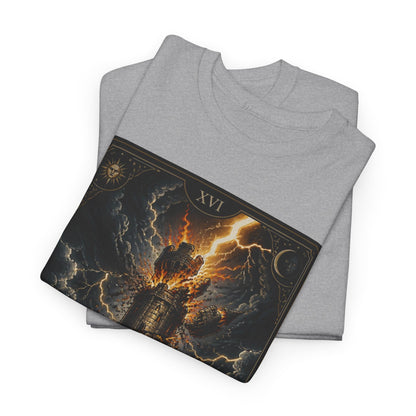 Tarot The Tower T-Shirt — Gothic Lightning Tarot Card Tee