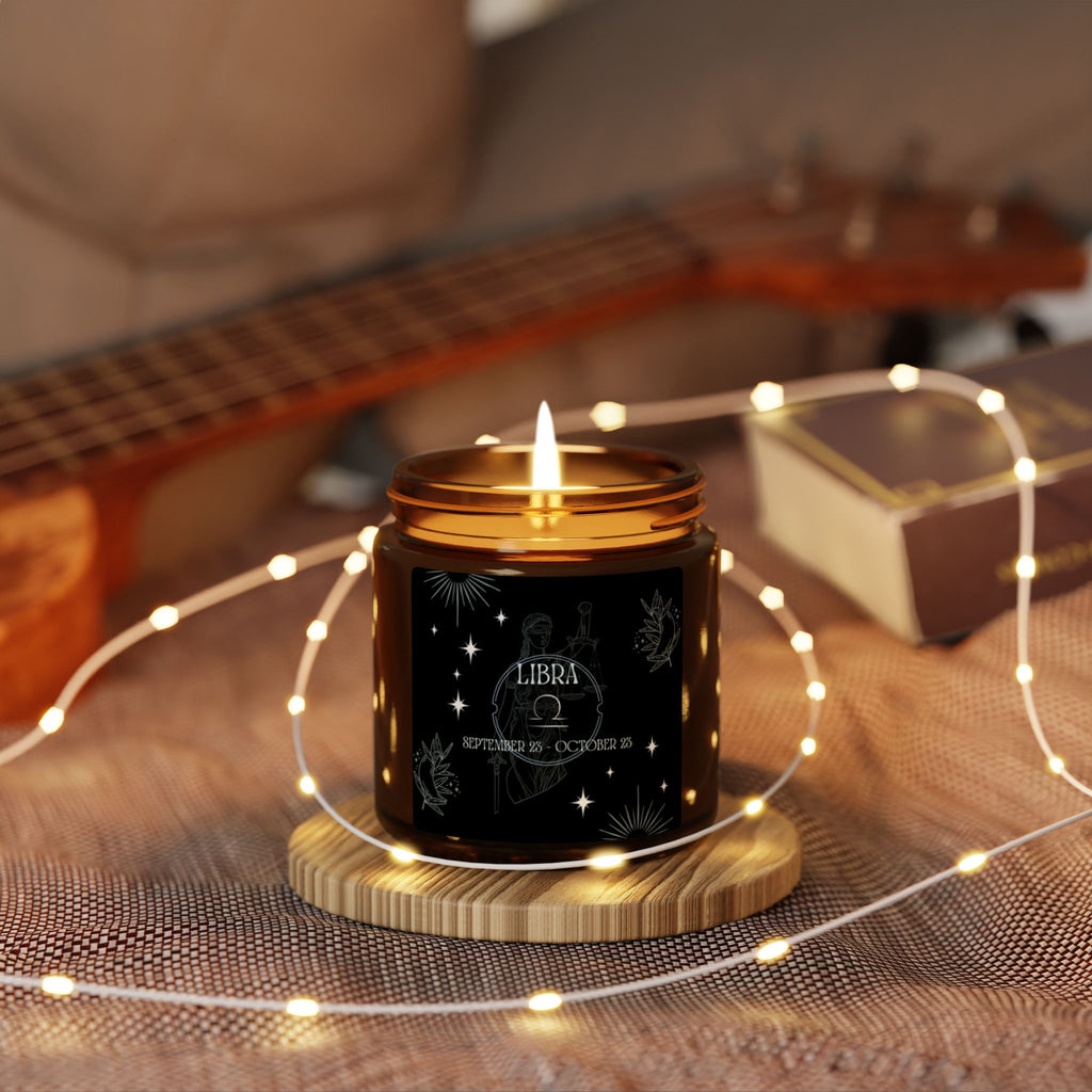 Libra Zodiac Soy Candle — Amber Jar Aromatherapy Candle (Scented)
