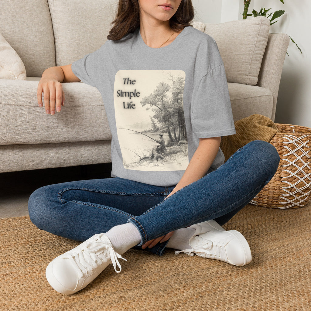 The Simple Life T-Shirt | Vintage Lake Fishing Scene, Retro Nature Illustration
