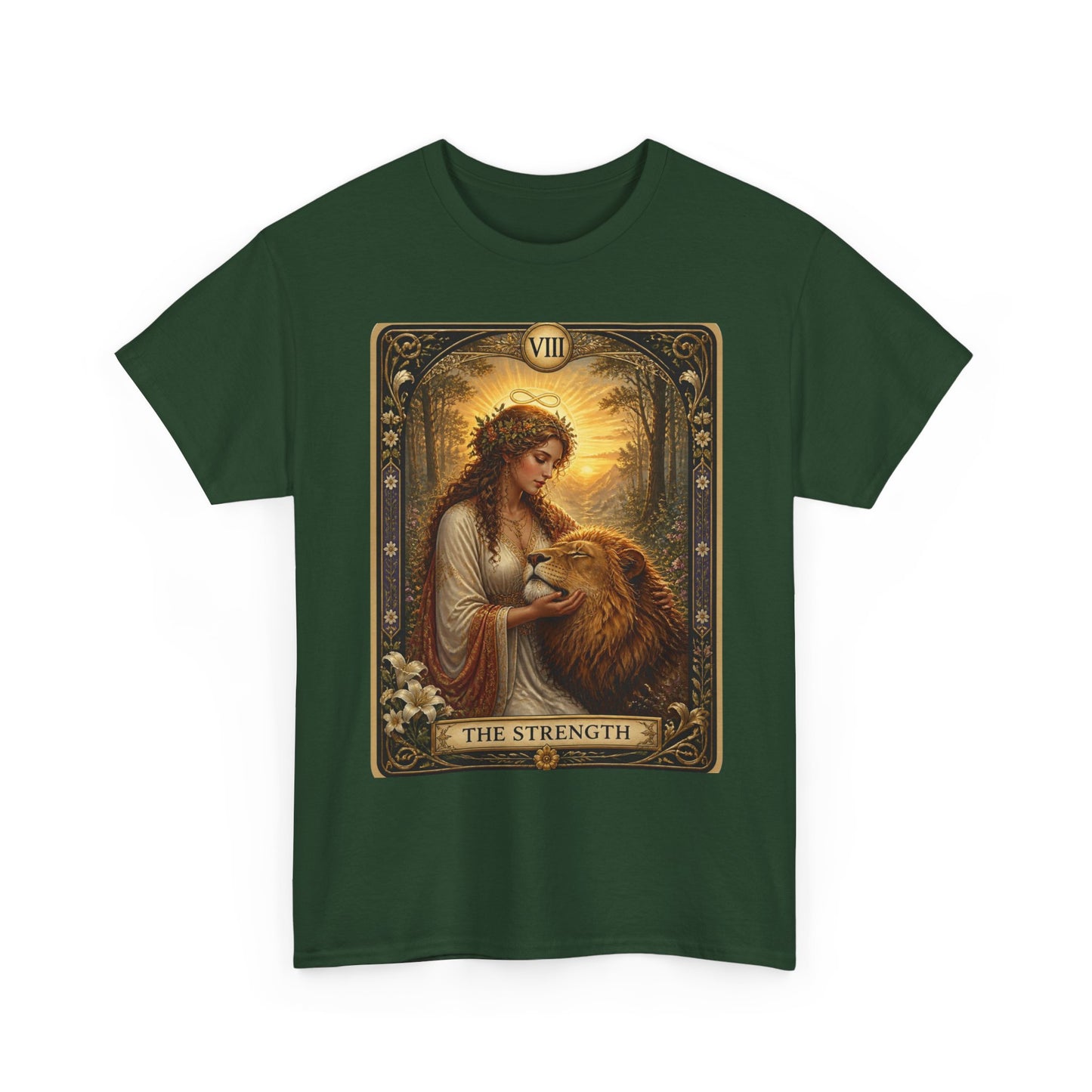 Tarot 'The Strength' T-Shirt — Mystical Lion Woman Card Tee
