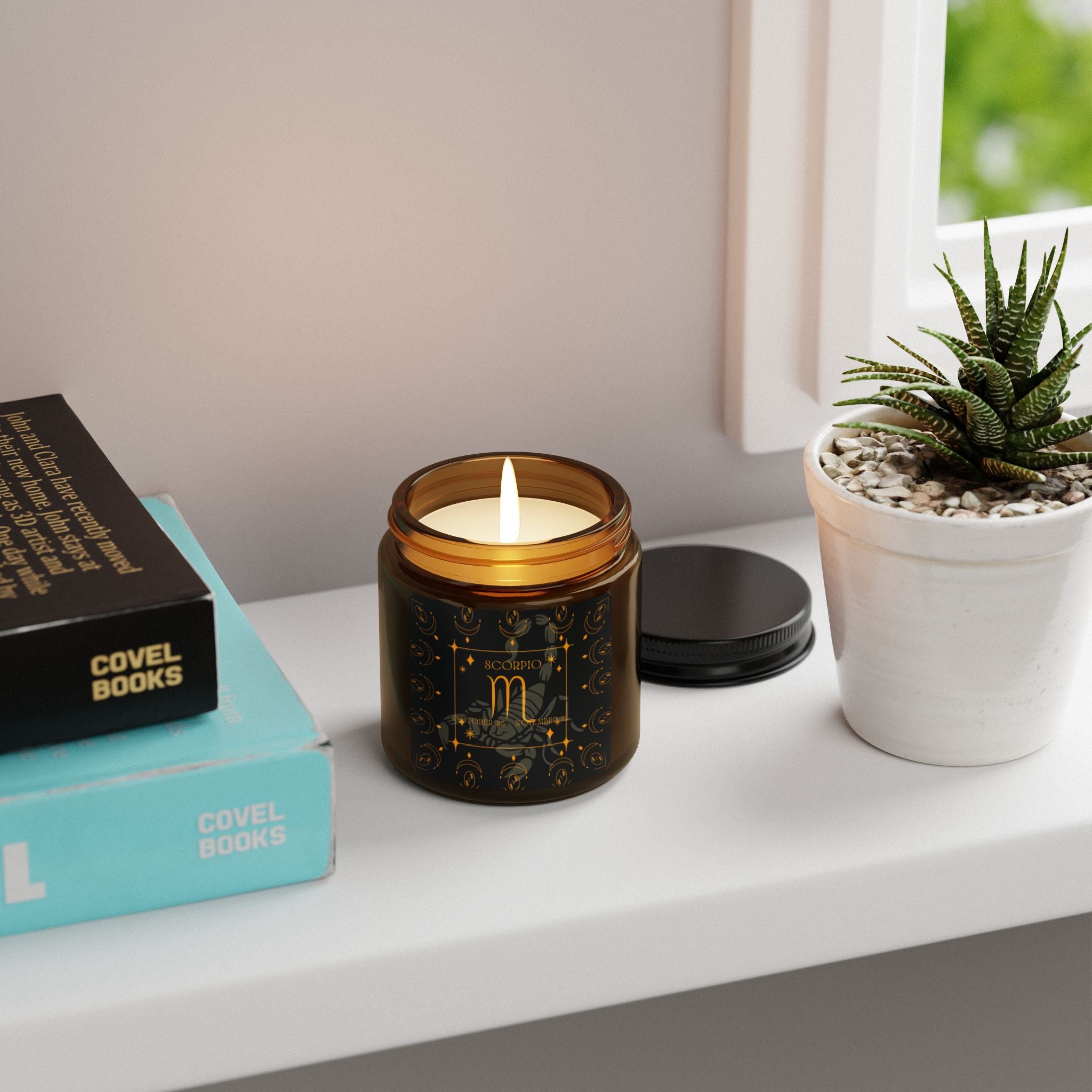 Scorpio Zodiac Soy Candle — Amber Jar Scented Candle