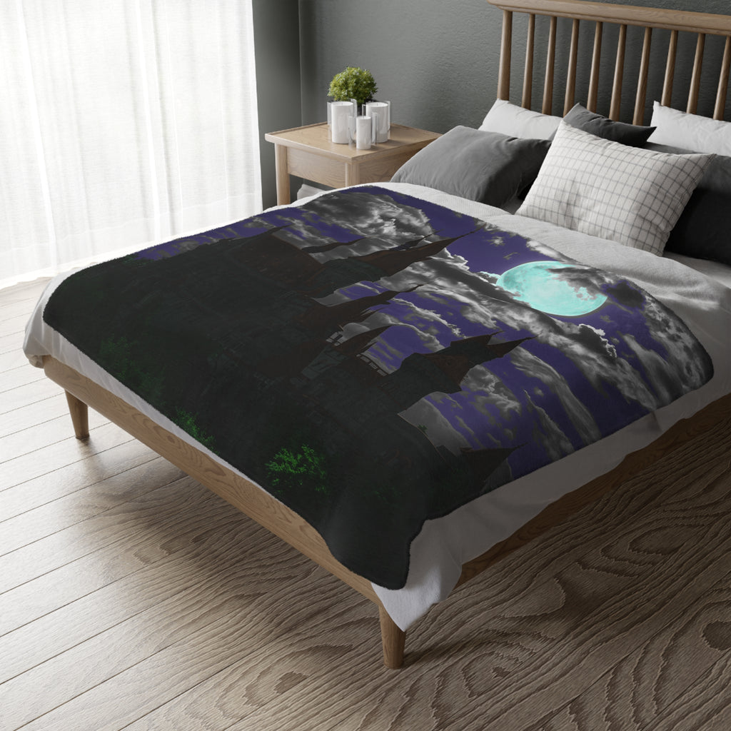 Haunted Castle Moonlight Blanket | Velveteen Microfiber Blanket