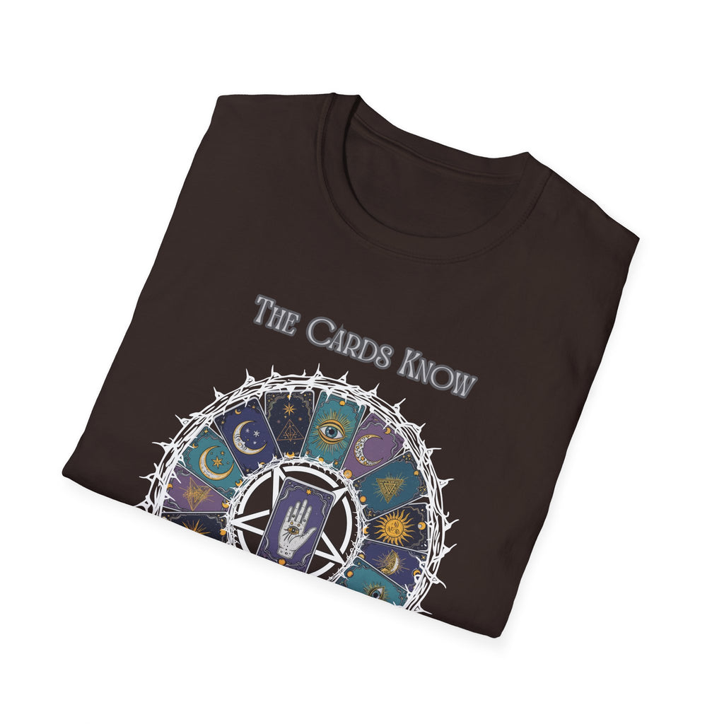 Tarot T-Shirt — "The Cards Know" Mystic Tarot Deck Circle Tee