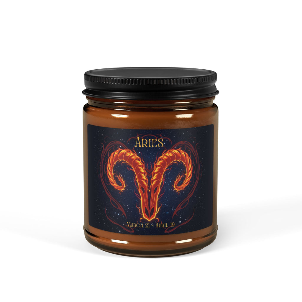 Aries Zodiac Soy Candle — Amber Jar Scented Candle (Multi-Size)