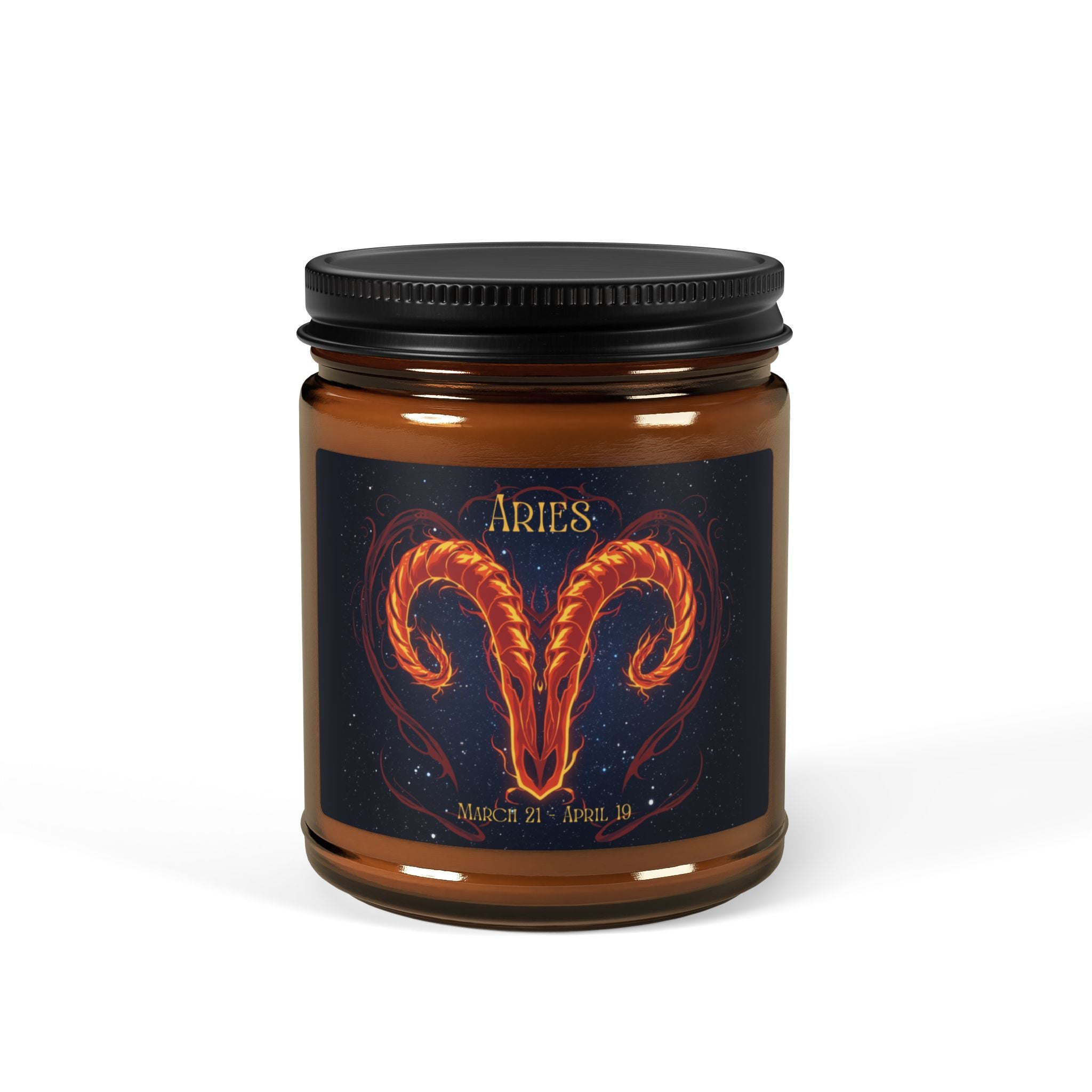 Aries Zodiac Soy Candle — Amber Jar Scented Candle (Multi-Size)