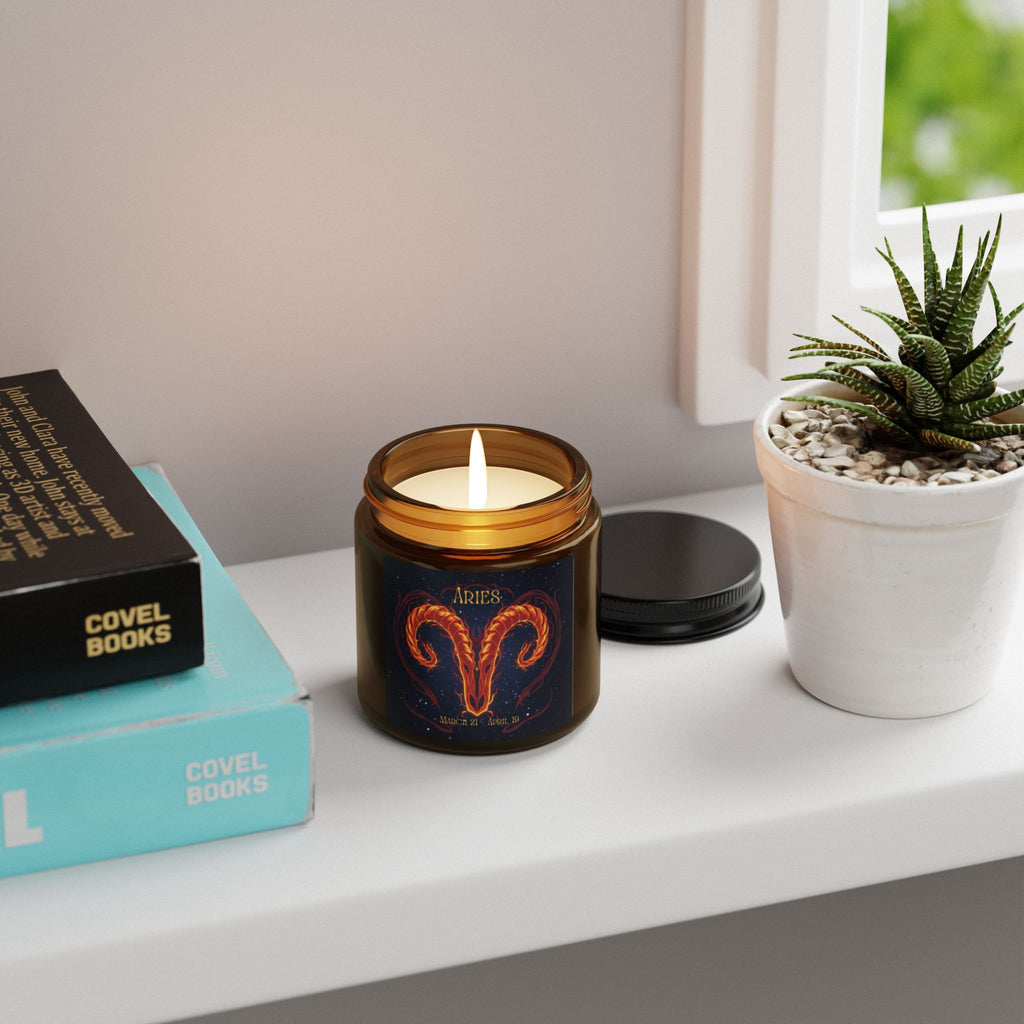 Aries Zodiac Soy Candle — Amber Jar Scented Candle (Multi-Size)