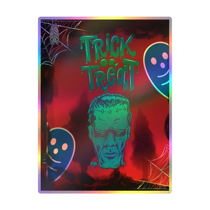 Halloween Trick or Treat Vinyl Decal – Frankenstein & Ghosts Kiss-Cut Sticker