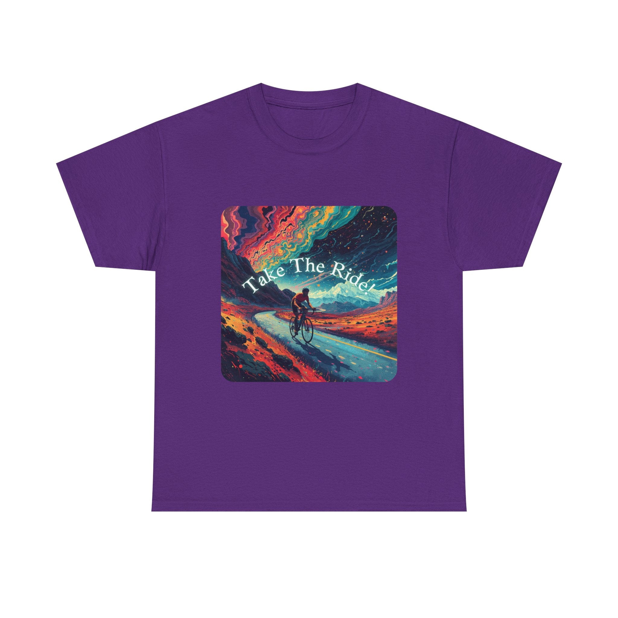 Take The Ride bicycle sunset design Tee | cycling shirt, adventure graphic