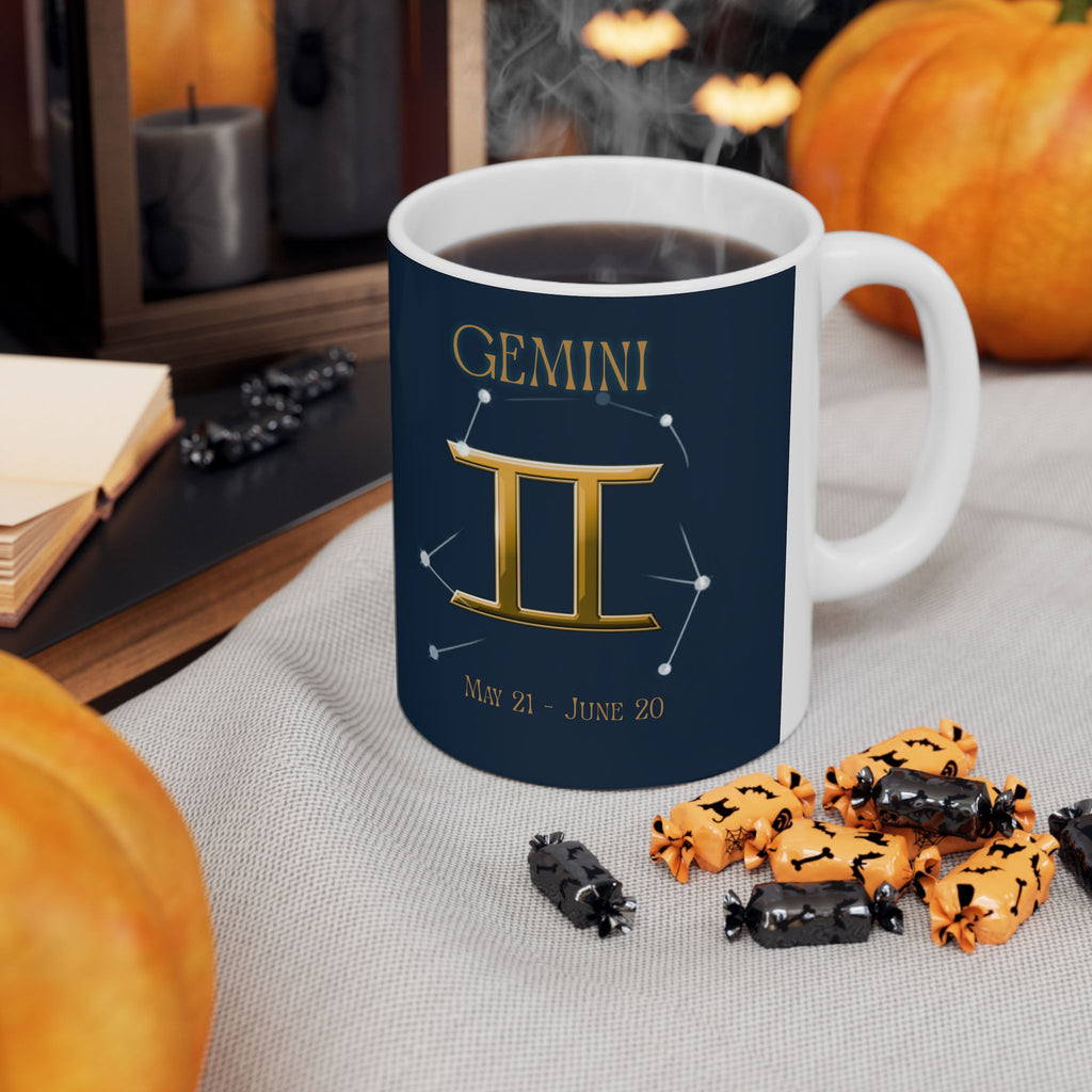 Gemini Constellation Ceramic Mug — Zodiac Astrology Coffee Cup (11oz/15oz)