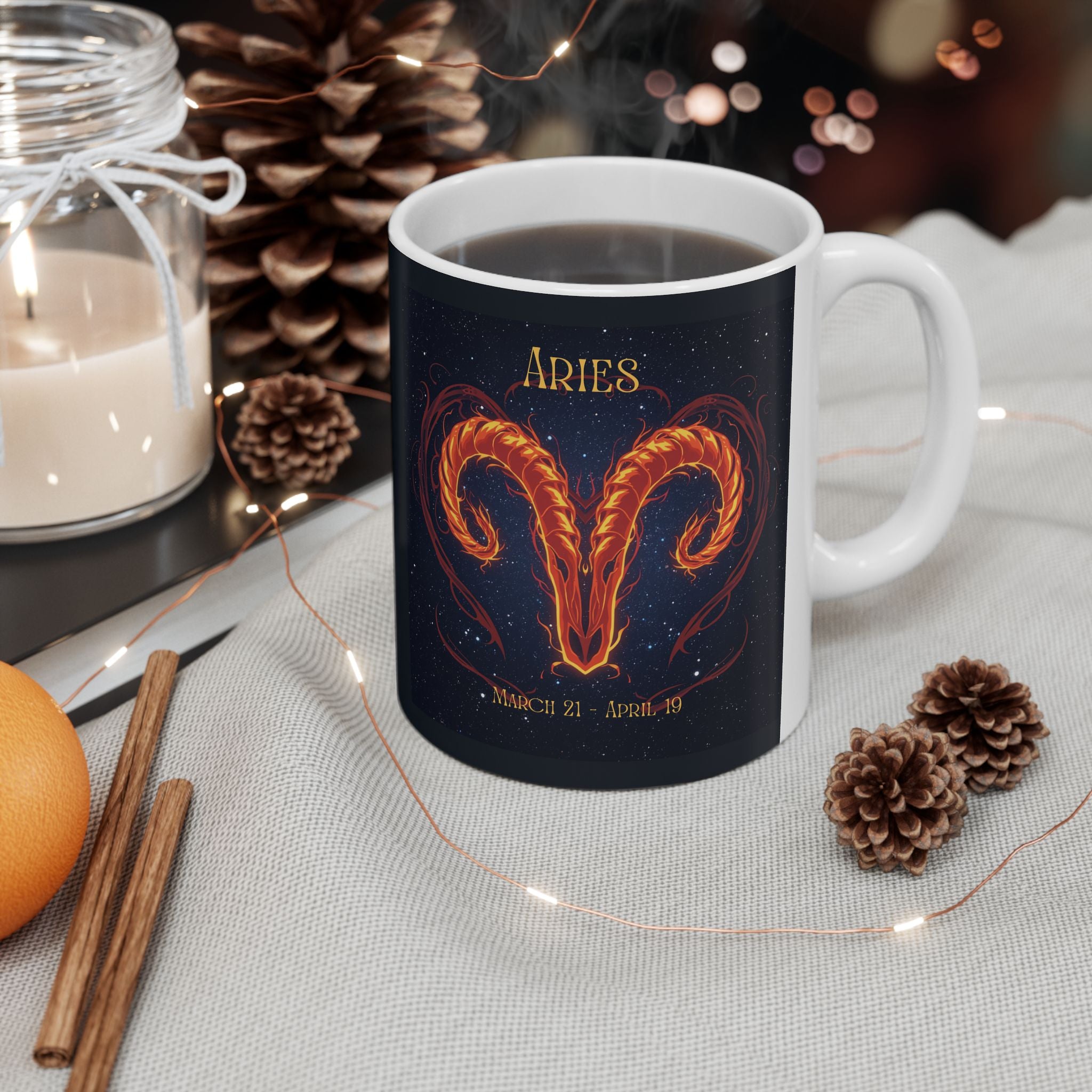 Aries Zodiac Mug — Aries Constellation Ceramic Coffee Cup (11oz, 15oz)