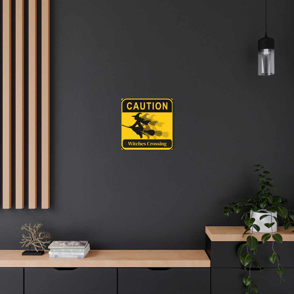 Metal Sign - Caution: Witches Crossing Halloween Decor