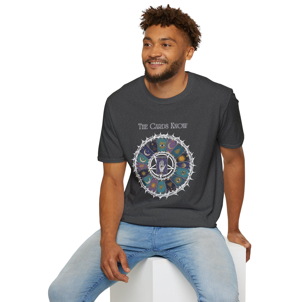 Tarot T-Shirt — "The Cards Know" Mystic Tarot Deck Circle Tee