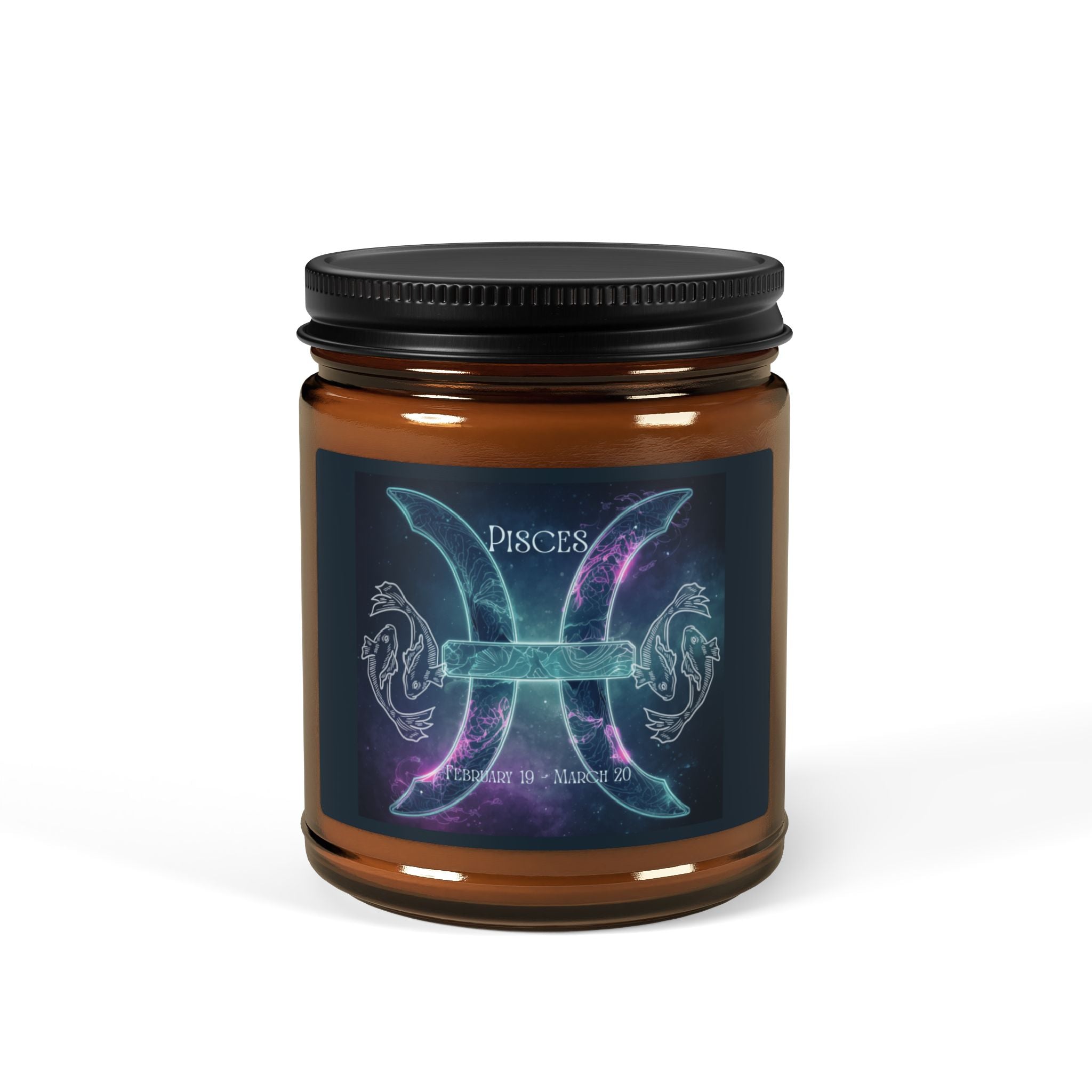 Pisces Zodiac Soy Candle — Amber Jar Scented Candle