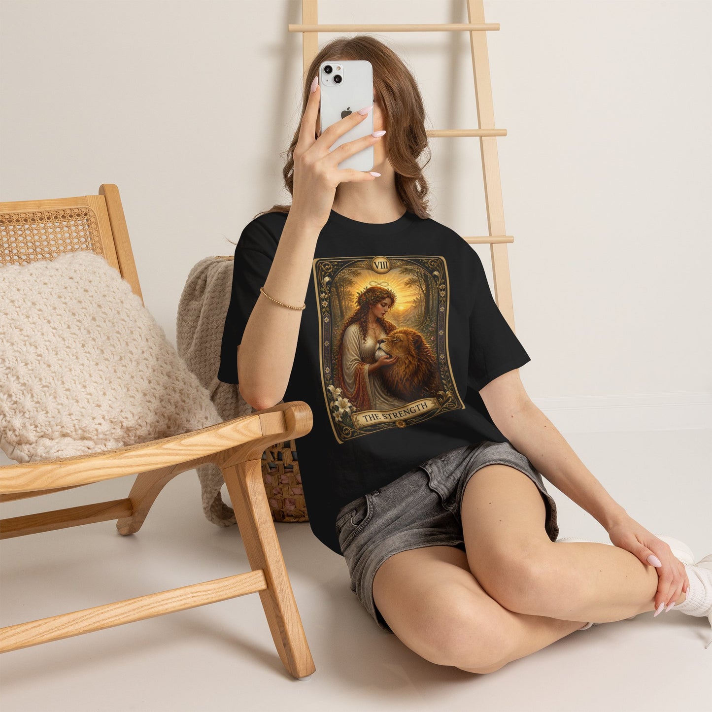 Tarot 'The Strength' T-Shirt — Mystical Lion Woman Card Tee