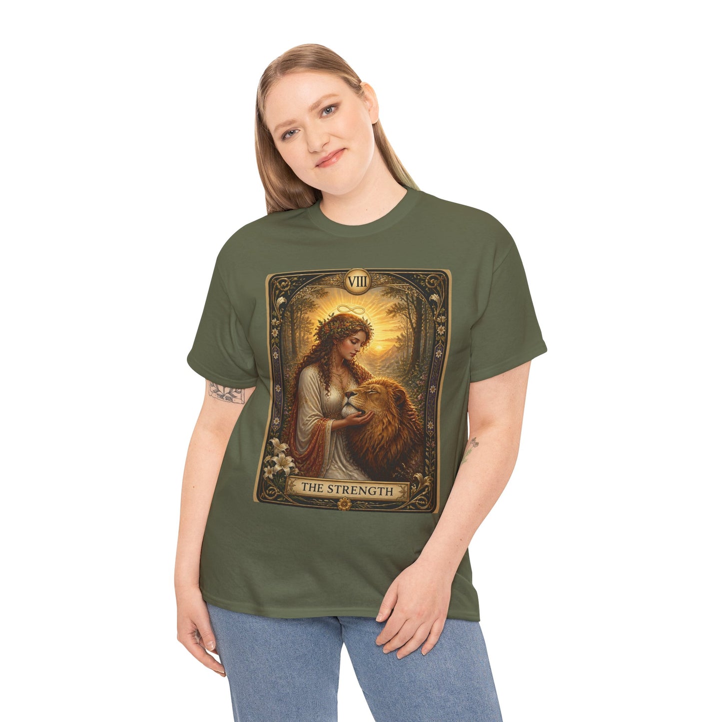 Tarot 'The Strength' T-Shirt — Mystical Lion Woman Card Tee