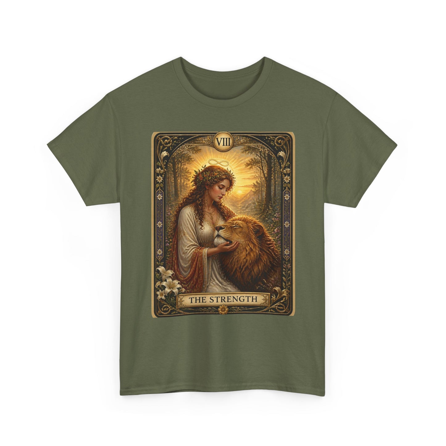 Tarot 'The Strength' T-Shirt — Mystical Lion Woman Card Tee