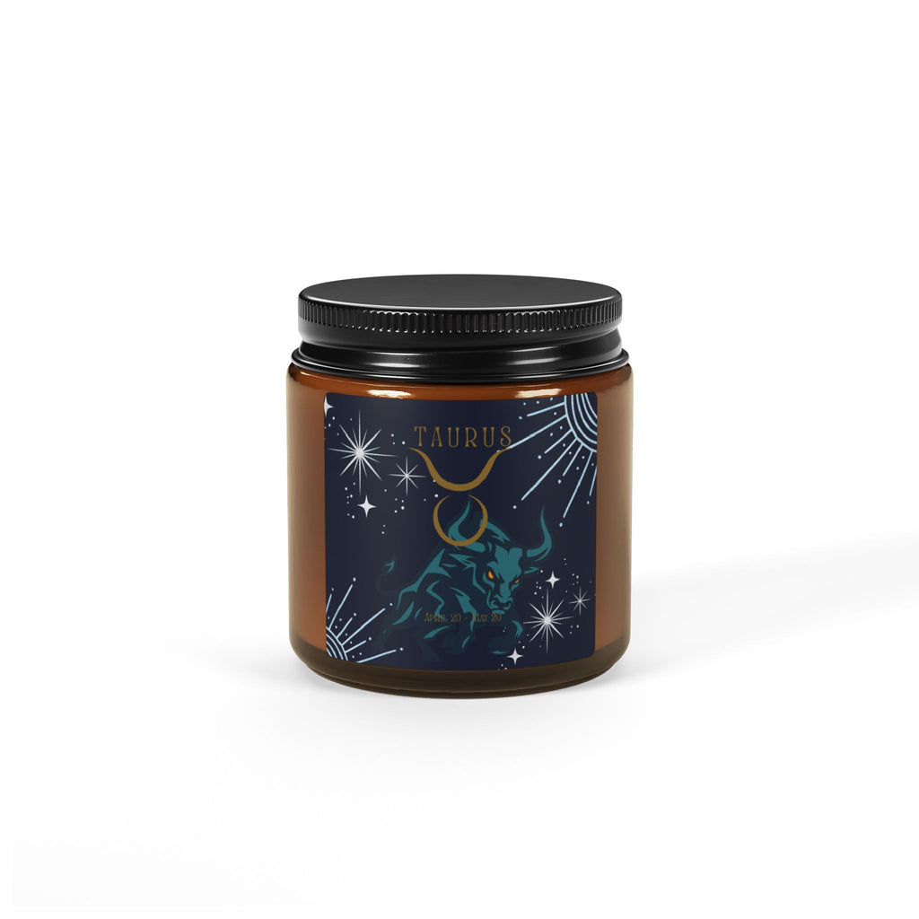 Taurus Scented Soy Candle — Amber Jar Zodiac Candle