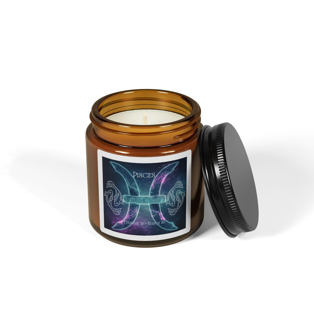 Pisces Zodiac Soy Candle — Amber Jar Scented Candle
