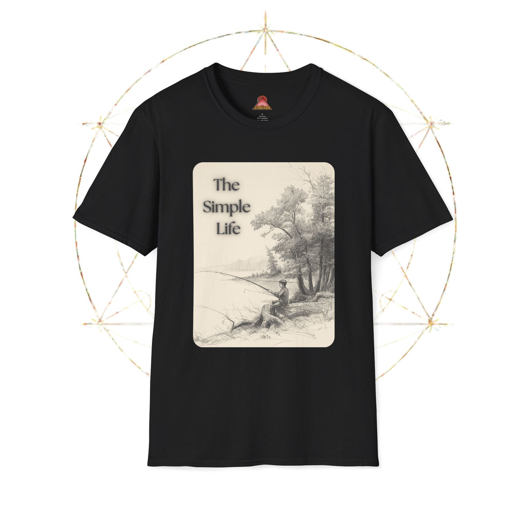 The Simple Life T-Shirt | Vintage Lake Fishing Scene, Retro Nature Illustration