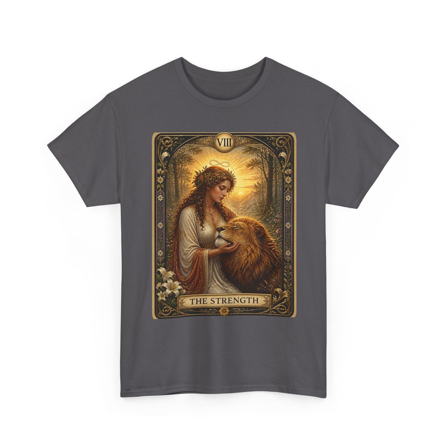 Tarot 'The Strength' T-Shirt — Mystical Lion Woman Card Tee