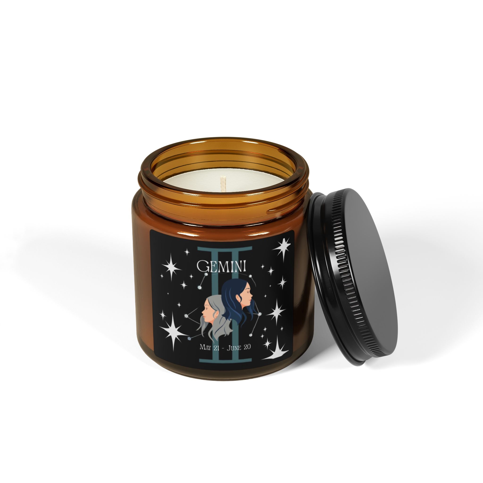 Gemini Zodiac Soy Candle — Amber Jar Scented Candle (Multi-Size)