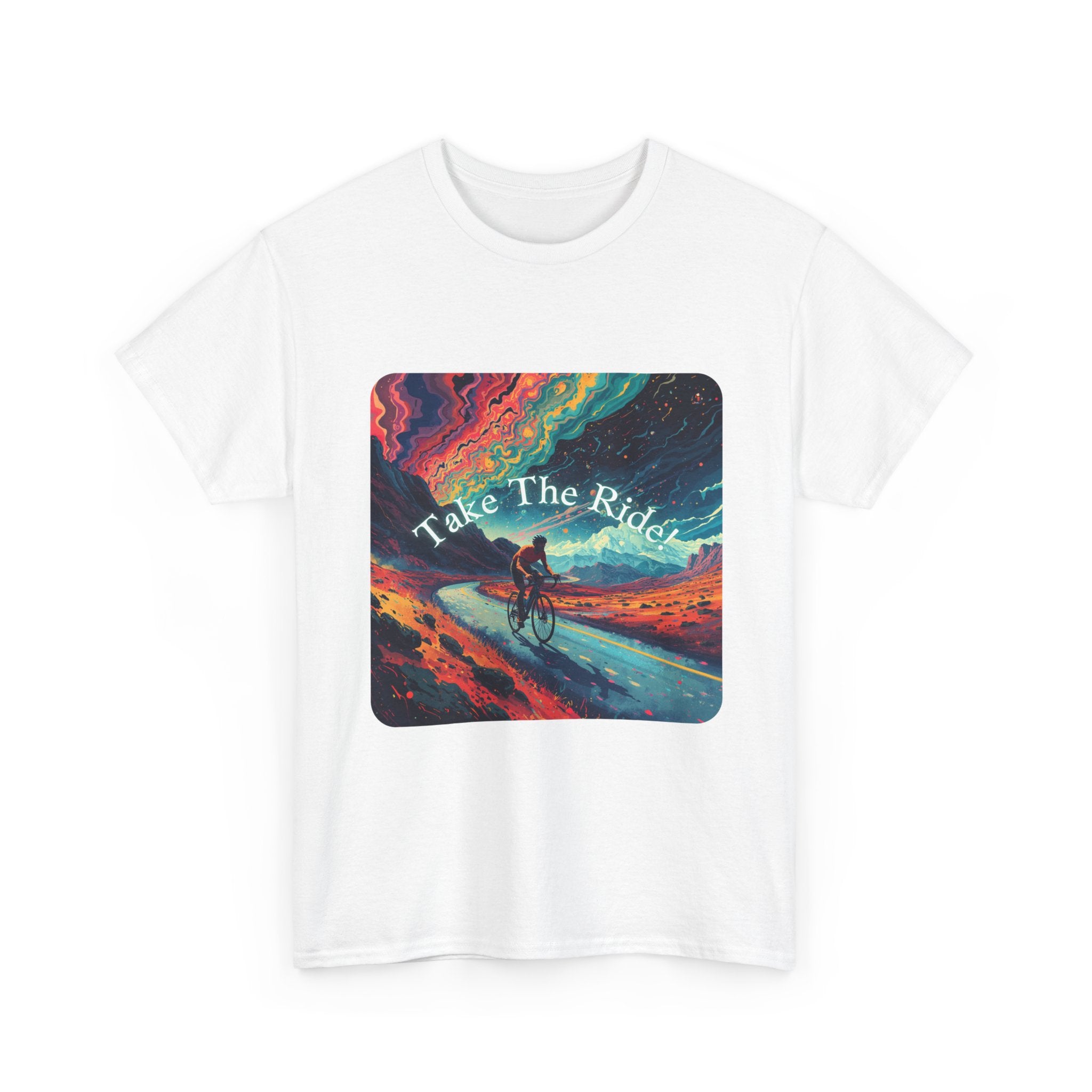Take The Ride bicycle sunset design Tee | cycling shirt, adventure graphic
