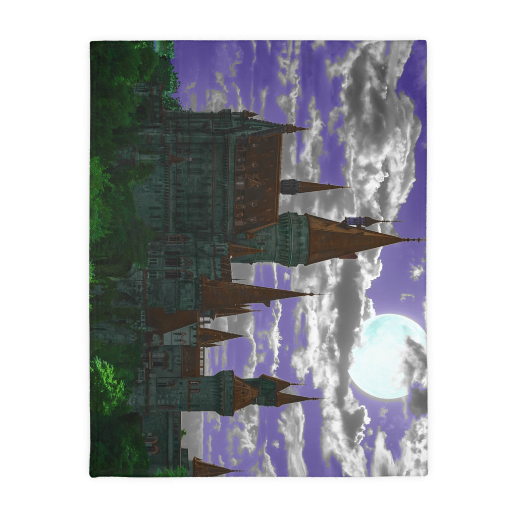 Moonlit Castle Velveteen Blanket — Gothic Fantasy Microfiber Throw