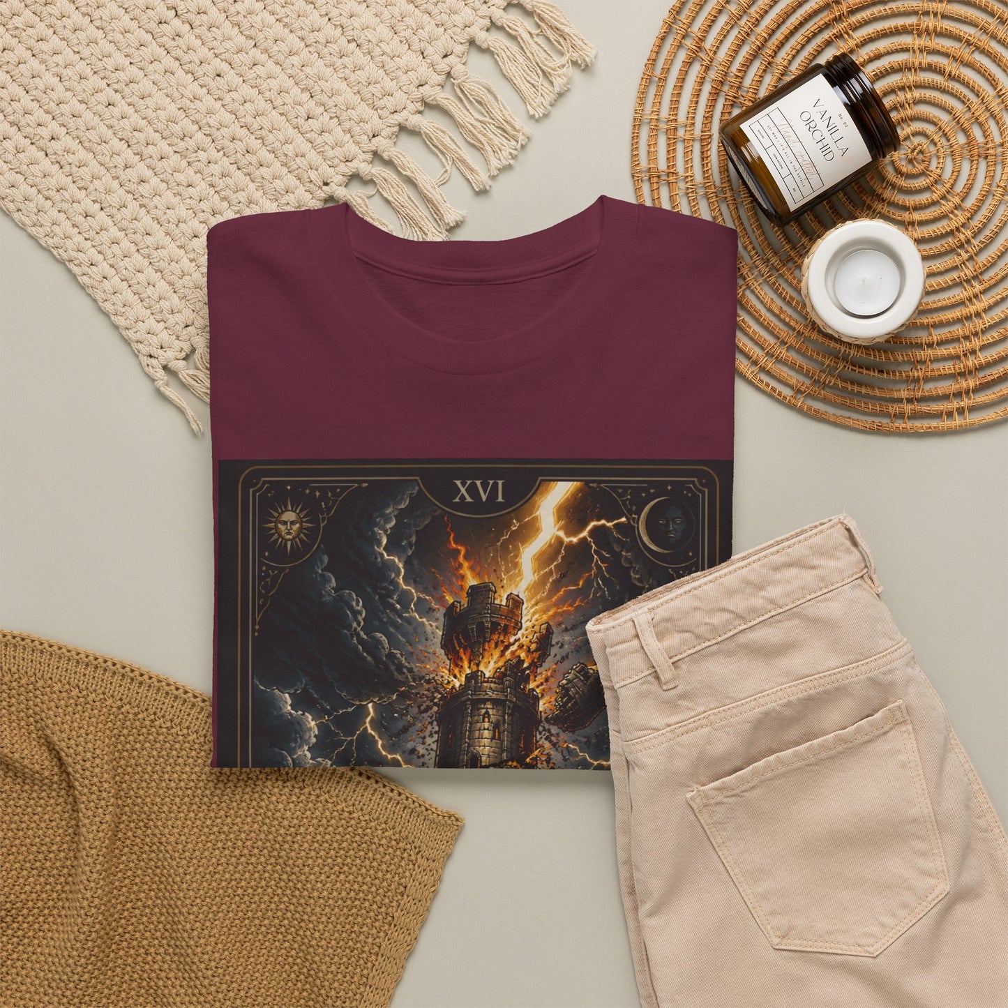 Tarot The Tower T-Shirt — Gothic Lightning Tarot Card Tee