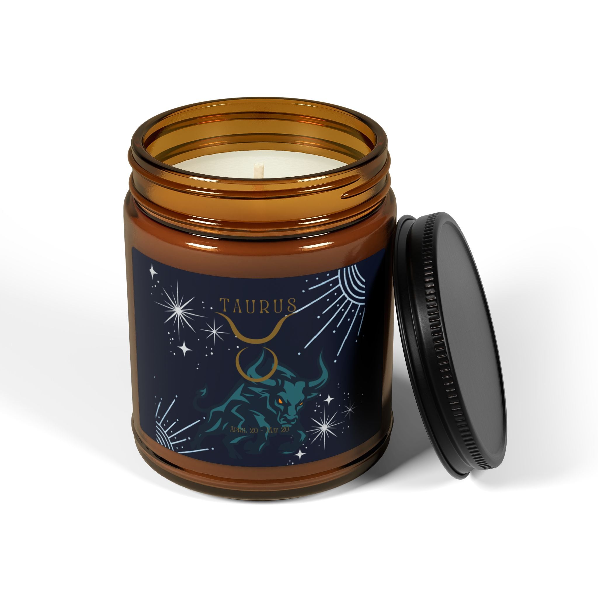 Taurus Scented Soy Candle — Amber Jar Zodiac Candle