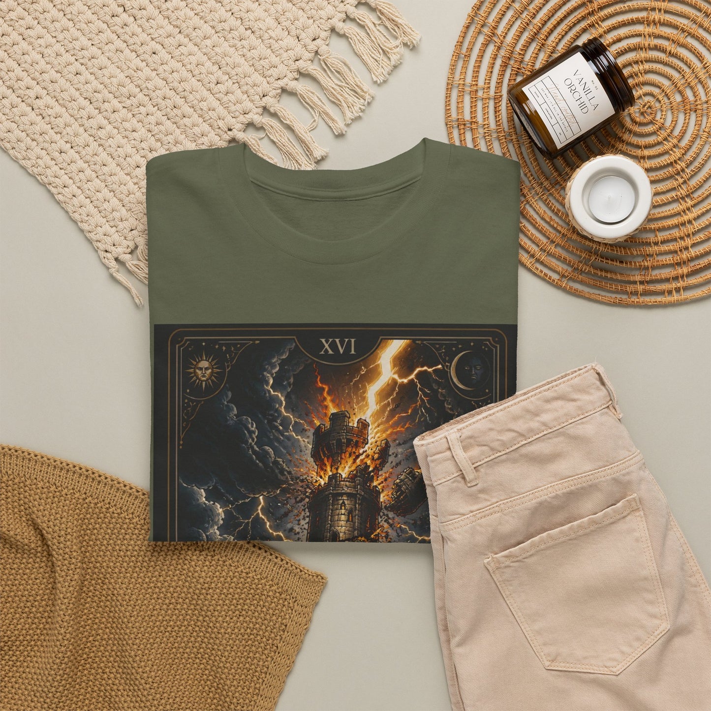Tarot The Tower T-Shirt — Gothic Lightning Tarot Card Tee