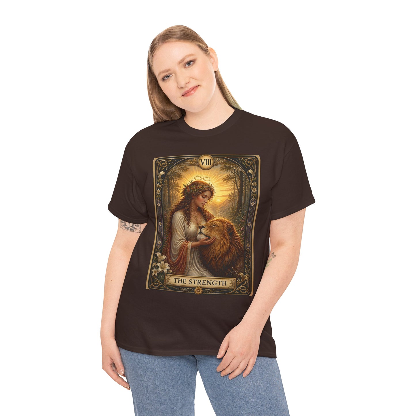Tarot 'The Strength' T-Shirt — Mystical Lion Woman Card Tee
