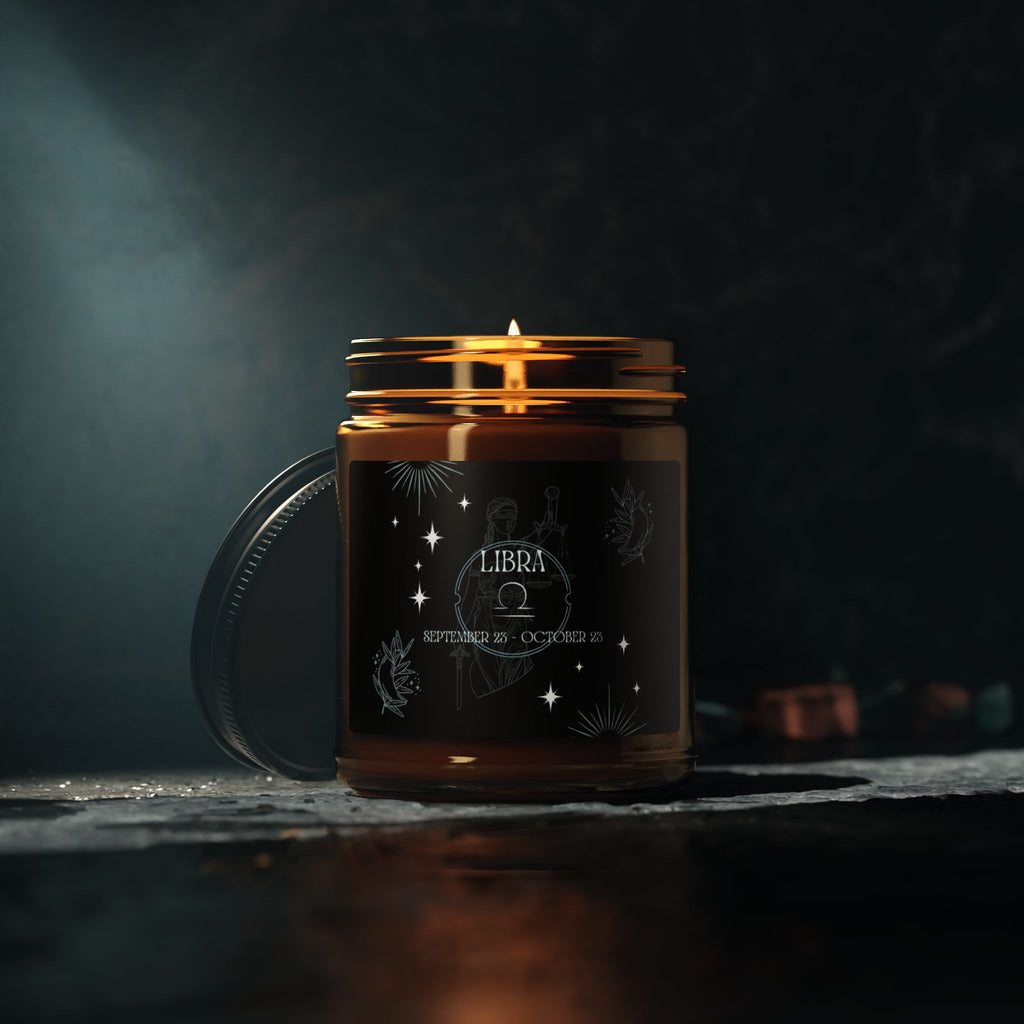 Libra Zodiac Soy Candle — Amber Jar Aromatherapy Candle (Scented)