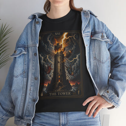 Tarot The Tower T-Shirt — Gothic Lightning Tarot Card Tee