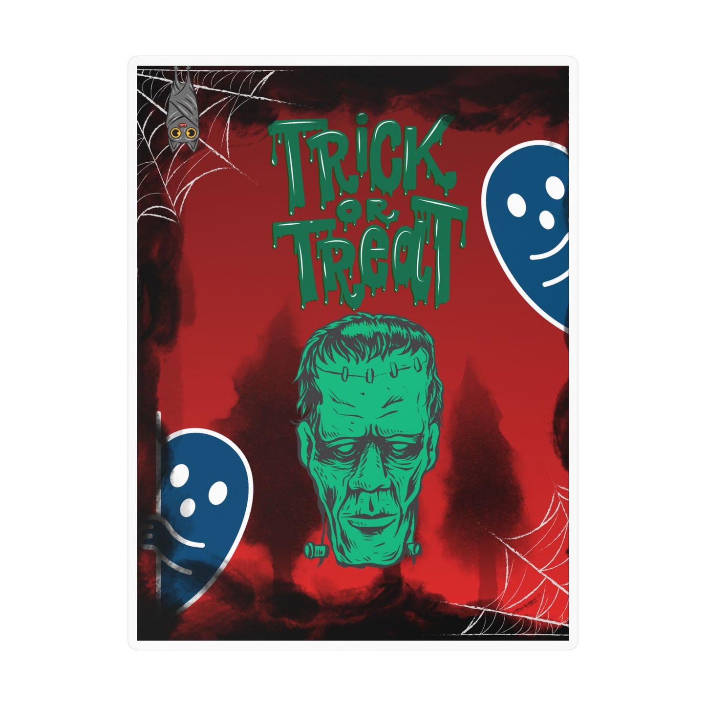 Halloween Trick or Treat Vinyl Decal – Frankenstein & Ghosts Kiss-Cut Sticker