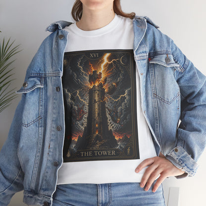 Tarot The Tower T-Shirt — Gothic Lightning Tarot Card Tee