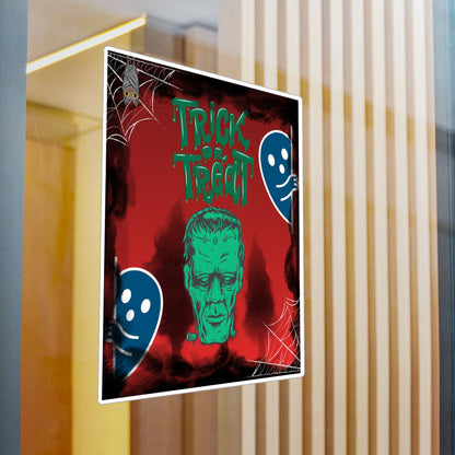 Halloween Trick or Treat Vinyl Decal – Frankenstein & Ghosts Kiss-Cut Sticker