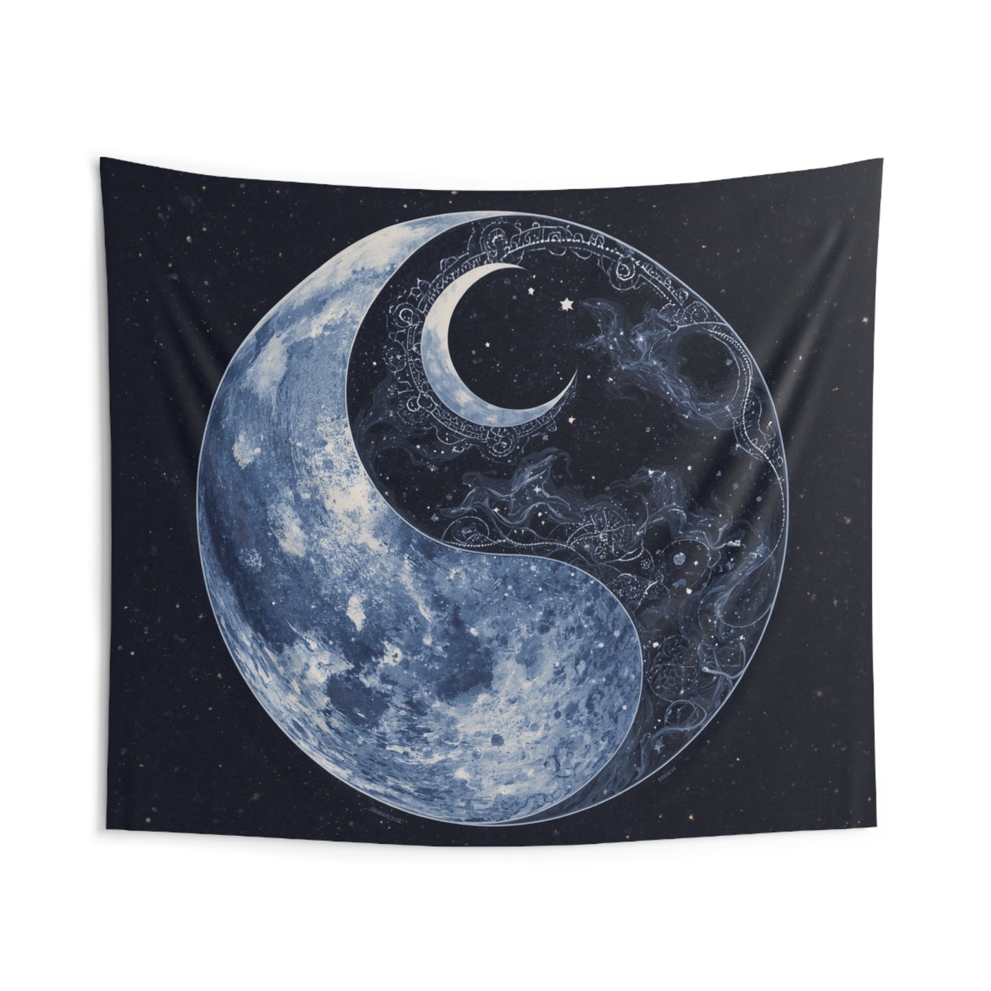 Moon Yin Yang Tapestry — Celestial Moon Phase Wall Hanging for Bedroom, Meditation & Boho Home Decor