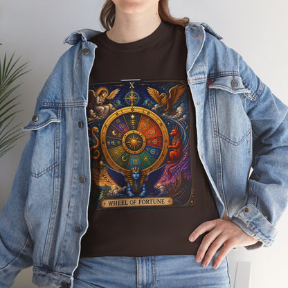 Wheel of Fortune Tarot T-Shirt — Mystical Astrology Card Tee
