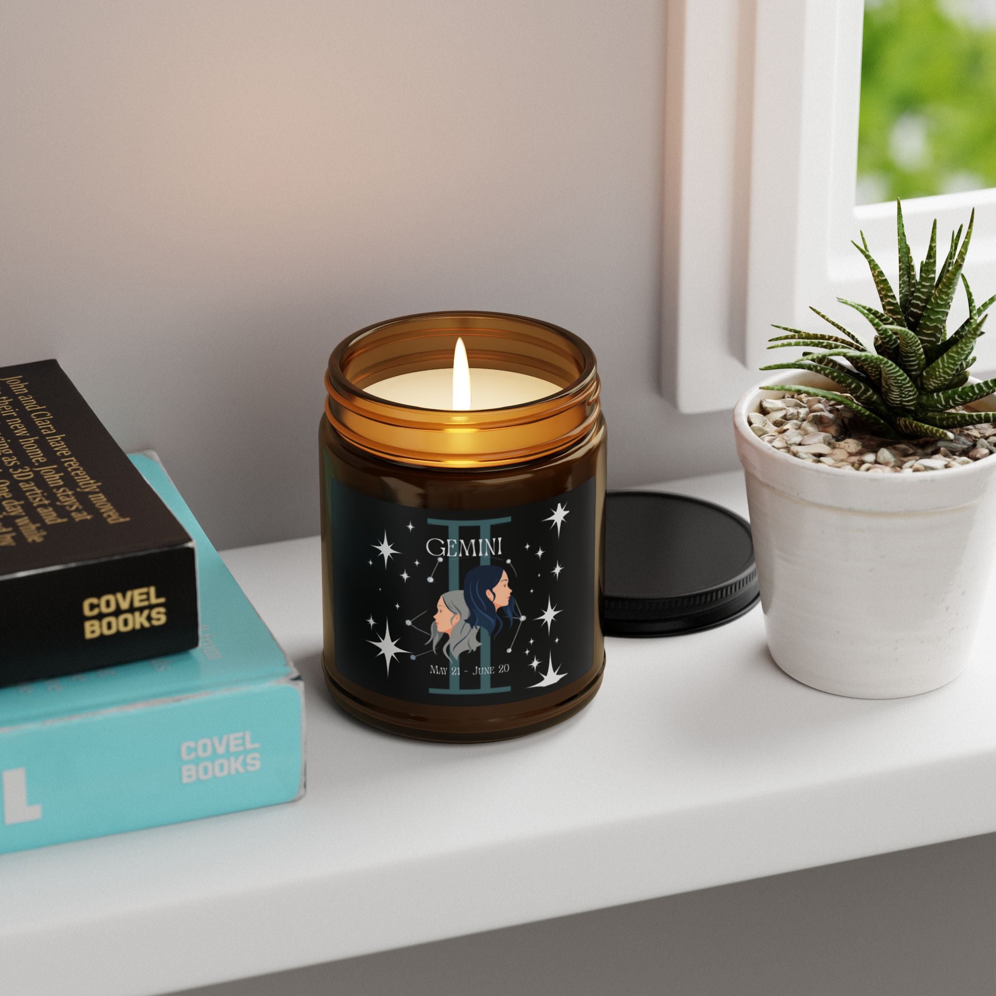 Gemini Zodiac Soy Candle — Amber Jar Scented Candle (Multi-Size)