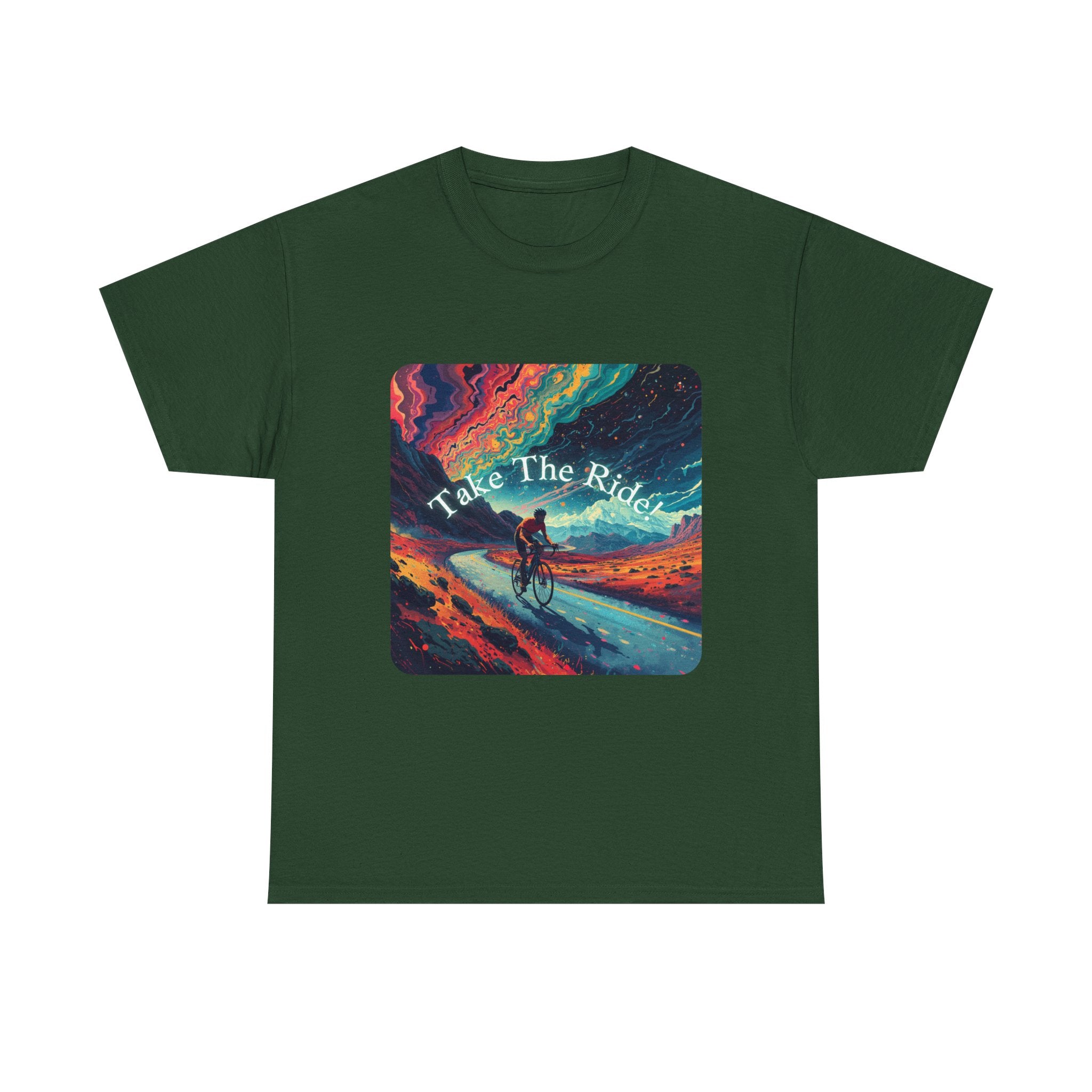 Take The Ride bicycle sunset design Tee | cycling shirt, adventure graphic