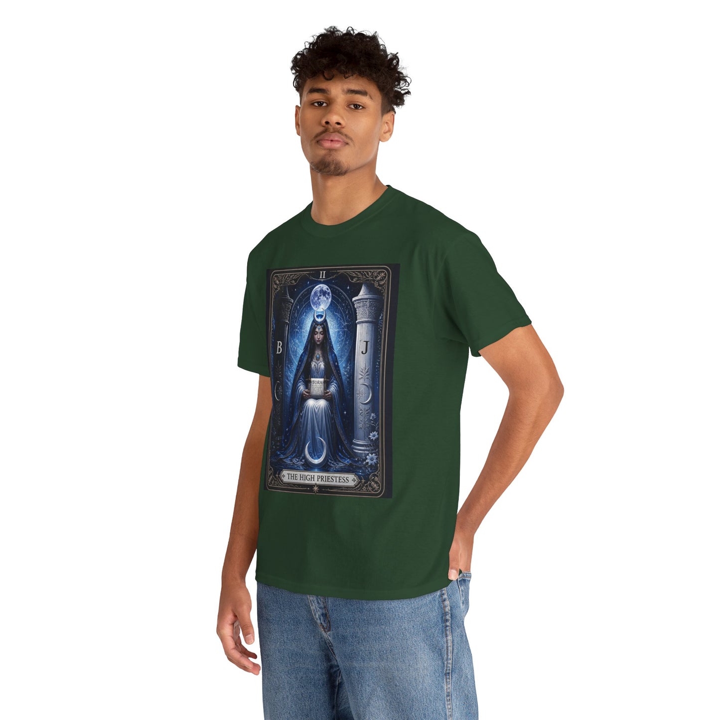 The High Priestess Tarot T-Shirt — Mystical Moon Spiritual Tee