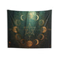 Moon Phase Tapestry — Celestial Geometric Wall Hanging for Spiritual & Boho Decor