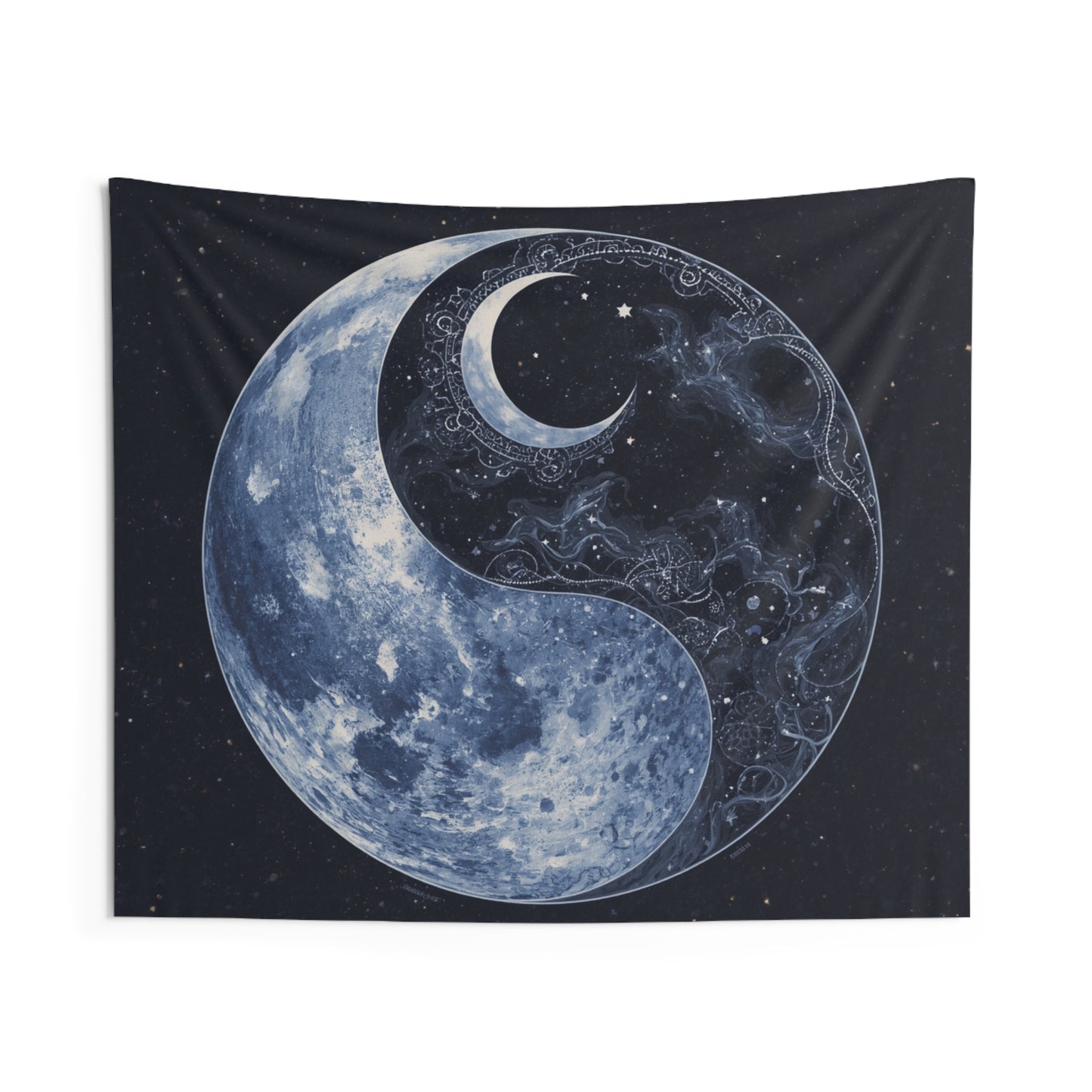 Moon Yin Yang Tapestry — Celestial Moon Phase Wall Hanging for Bedroom, Meditation & Boho Home Decor