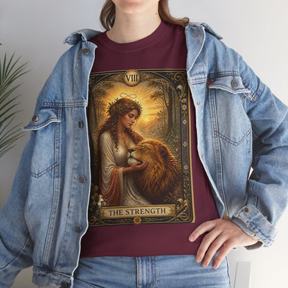 Tarot 'The Strength' T-Shirt — Mystical Lion Woman Card Tee