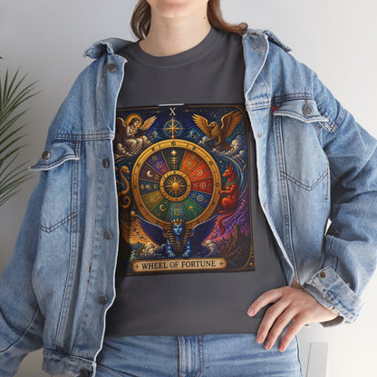 Wheel of Fortune Tarot T-Shirt — Mystical Astrology Card Tee