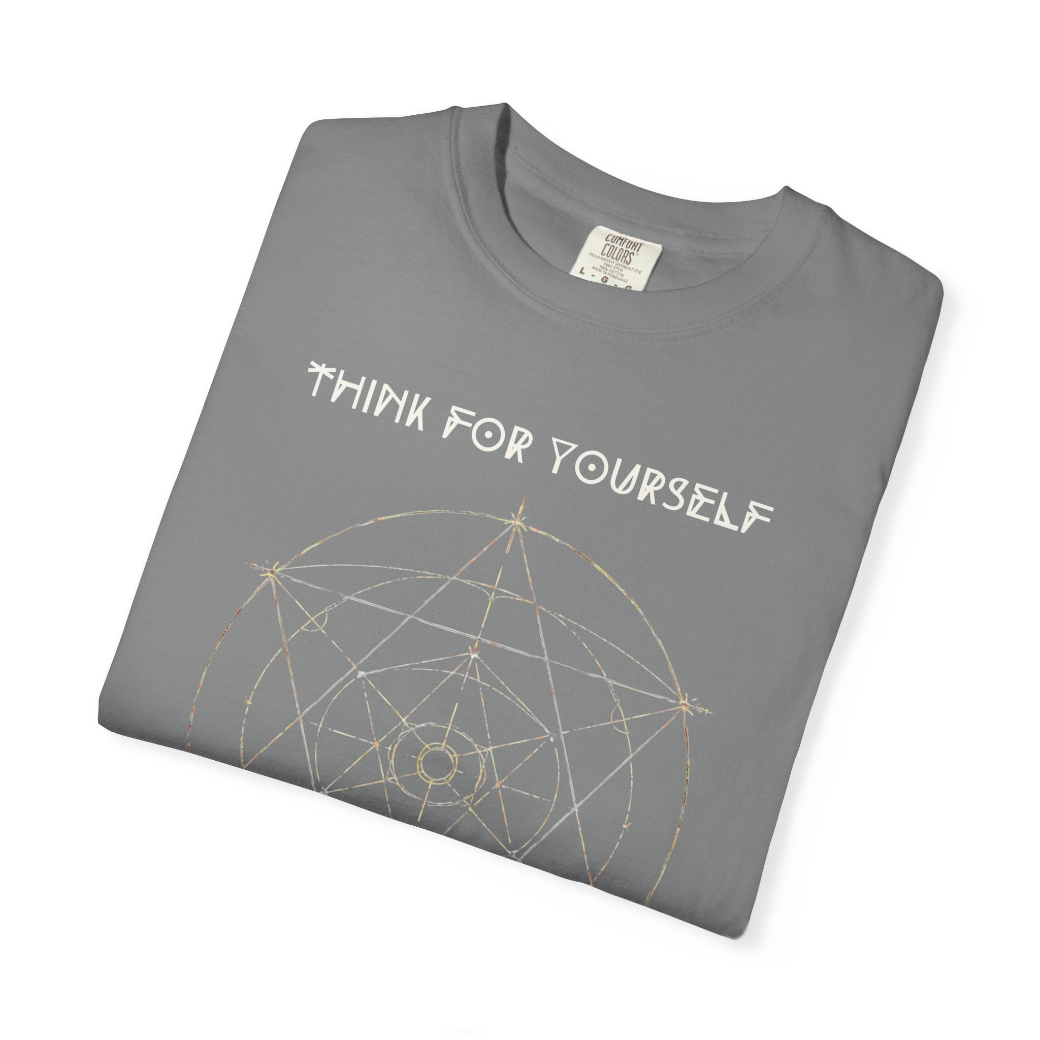 Think For Yourself geometric sacred geometry design T-Shirt | Question Authority