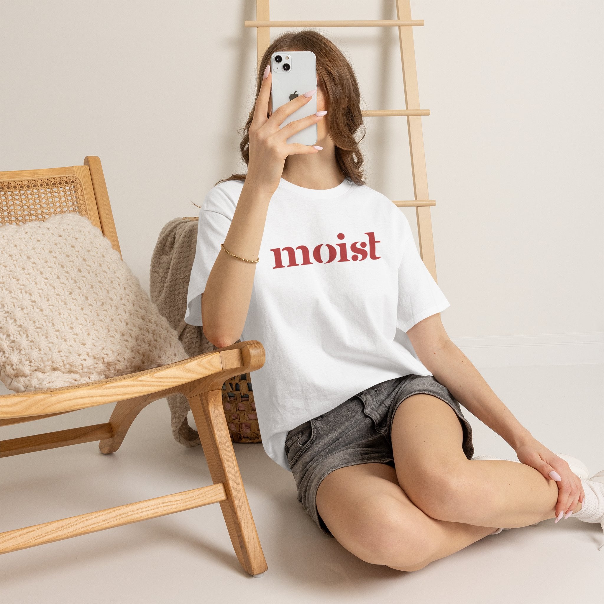 Moist Graphic Tee — Bold Retro Text Shirt